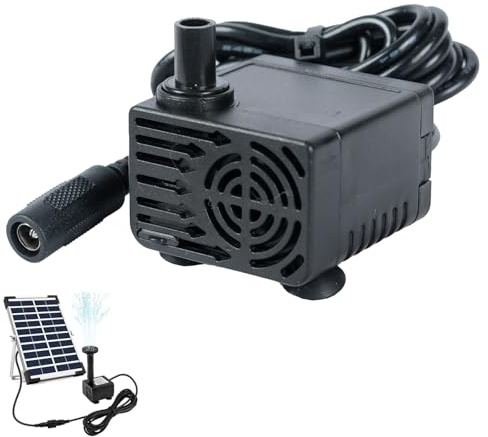 Solar Water Pumps, DC 12V Mini Solar Fountain Pumps, 300L/H Quiet Waterproof Water Feature Pumps, 3.9ft Spraying Distance for Aquarium, No Solar Panel