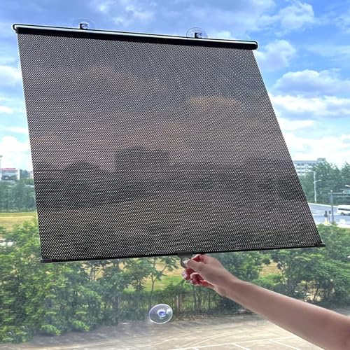 Tende Oscuranti Senza Foratura,Tende a Rullo Auto Con Ventose,Tendina Parasole Parabrezza,Opaca la Privacy e Protezione dal Sole Estensibile Automatico Tenda a Rullo per ufficio domestico