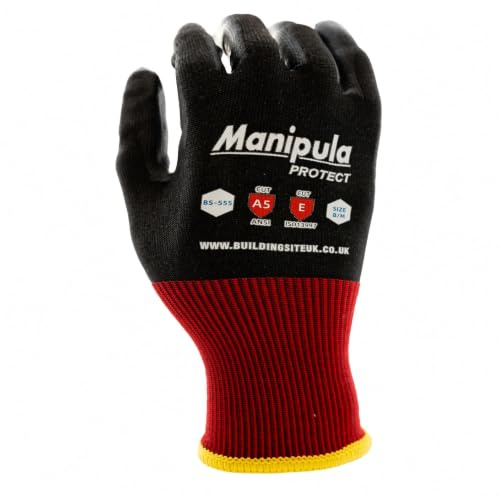 MANIPULA PROTECT BS 555 Safety Work Gloves | ANSI Cut Level 5, Cut Resistant, PU Coating, Abrasion Resistance