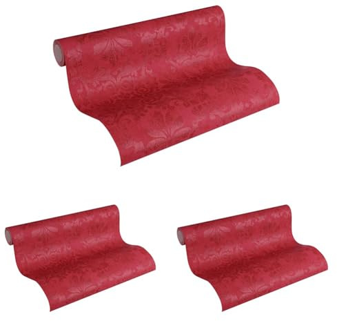A.S. Création Vliestapete Memory Tapete in Vintage Optik floral 10,05 m x 0,53 m metallic rot Made in Germany 329873 32987-3 (Packung mit 3)