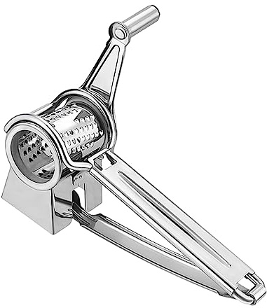 Gatuida Rallador de Queso Manual Inoxidable con Manivela Giratoria Cuchillas Afiladas para Queso Duro Chocolate y Nueces Utensilio Seguro para Hogar y Pastelería