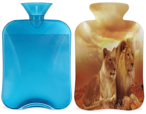 Borsa dell'acqua calda con coperchio, 2 l, per alleviare il dolore, collo morbido e spalle, mani e piedi, impacco caldo e freddo, per adulti e bambini