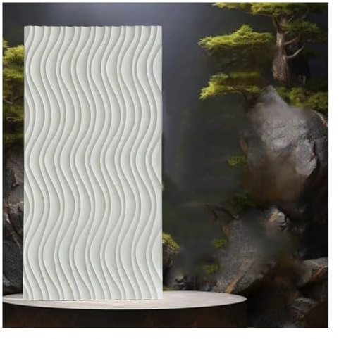 Panel De Pared 3D para Decoración De Paredes, Ladrillos Estructurales De PU Impermeables Textura Ondulada Decorativa para El Hogar, La Oficina Y La Decoración(Blanco,2PCS)