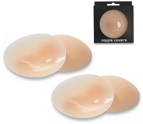 Yustella 2 Pairs Silicone Nipple Covers - Invisible Adhesive Pasties, Reusable Breast Pads & Bra Alternative for Party Dresses Weddings