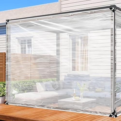 Bâche de Protection Extérieur 200 x 220 cm Bache de Protection Transparente 400 G/M², Indéchirable, sur Mesure Muiti-Usage pour Meubles de Jardin, Piscine, A