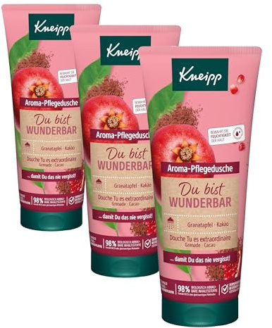 Kneipp Du bist wunderbar - Aroma-Pflegedusche Granatapfel & Kakao - Rezeptur ohne Mikroplastik - vegan - 200 ml (Packung mit 3)