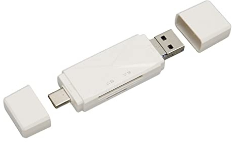 Fabater Lecteur de Cartes de Stockage Portable 3 en 1 USB C USB 3.0 Micro, Transfert Rapide pour Les Utilisateurs de Téléphones Portables avec Un Design Mince (White)