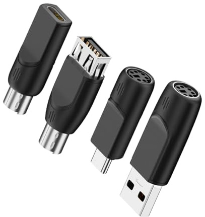 CY 4pcs/lot USB 2.0 Type-A Type-C USB-C to PS2 Keyboard PS/2 Mouse Male to Female Adapter Mini-Din 6Pin