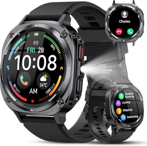 TIMU Reloj Inteligente Hombre Militar (Negro Fantasma)