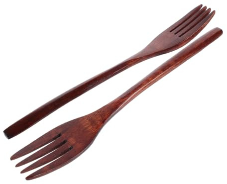 MUSISALY Tenedores de Ensalada de Madera 22,5 Cm 2 Piezas Tenedores Pequeños Reutilizables para Servir y Mezclar Alimentos Utensilios Cocina Menaje para Aperitivos