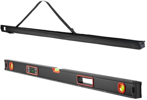 VEVOR Nivel Digital de Aluminio 1200 mm, Nivel Electrónico Magnético con Burbujas de 0°/45°/90°, Pantalla LED Retroiluminada, 4 Unidades de Medida, Bolsa para Construcción Carpintería Bricolaje Hogar