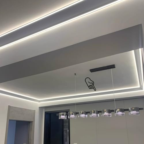 Luz de moldura de corona de canal LED lineal, iluminación de techo indirecta de 1,5 m para sala de estar, cubierta de PC, borde de pista, iluminación moderna para zócalo