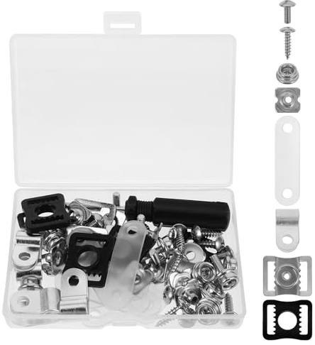 HAPINARY 57 Stück Reparaturset für Hockey Helme mit Edelstahl und Aluminiumlegierungs Schrauben R förmigen Visierclips und Kinnriemen Geeignet für Jugend und Erwachsenensport