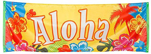 Boland 52505 - Banner Hawaii Hibiscus Aloha, 74 x 220 cm, Sommer, Strand, Hawaiiparty, Beachparty, Poolparty, Urlaub, Dekoration, Mottoparty