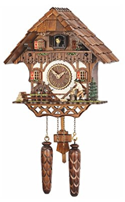 Trenkle Quarz Kuckucksuhr Schwarzwaldhaus mit Musik, Holzhacker TU 468 QM HZZG