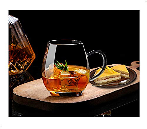Sun's Tea Ultra Clear Glass Tea Mug | Coffee Mug 16 oz (470 ml) | Borosilicate - Glasses w Big Handle | Simple and Elegant | Microwave Safe | Pure Glass