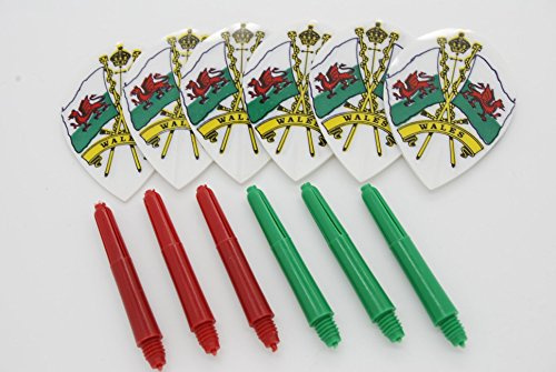 Pear shape Wales dart flights & stems set (2 flights / 2 stems, Short - 36mm)