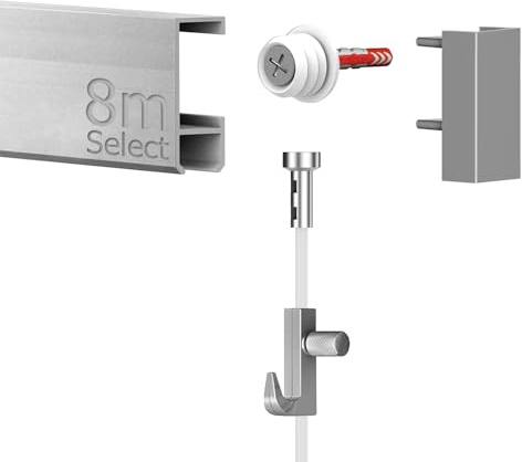 8 Meter Bilderschienen - Select - Komplett Set in Silber von Hang-it