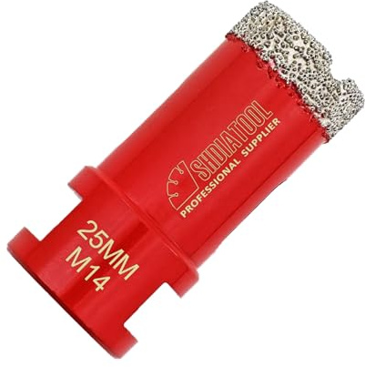 SHDIATOOL Dry Diamond Drill Core Bit 25mm Tile Hole Saw M14 | Porcelain Tile Drill Bit 25 mm Vacuum Brazed for Ceramic Granite Marble Stone