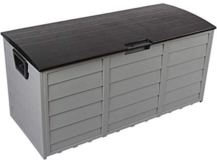 1 Click Buy Outdoor Waterproof Plastic Garden Storage Deck Lockable Lid Container Box Chest Shed 290 Litre (Black)