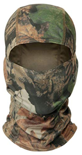QMFIVE Balaclava Camo Ninja Hood Tactical Full Face Mask Head Wrap Face Neckerchief Men and Women Multi-purpose Outdoor Hiking Cycling Climbing (Ctype-LEAF)