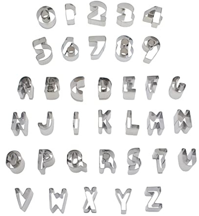 36PCS Letter cookie cutter set, metal alphanumeric baking cookie molds for fruit, baking, donuts, cookie decorating tools