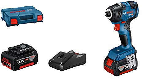 Bosch Professional 18V System Cordless Impact Driver GDR 18V-200 (max. Torque of 200 Nm incl. 2X GBA 5.0Ah, Charger GAL 18V-40, L-Case)