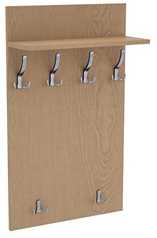 AKKE 120x60 | MAXI Garderobenpaneel Wandgarderobe Garderobe Wandpaneel Kleiderstange CHROM | EICHE HELL
