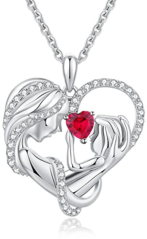 Miaofu Halskette Damen, Mutter und Tochter Kette 18K Weißgold Plattierte Damen 925 Sterling Silber Halskette mit 5A Zirconia, Feines Schmuck für Damen Herren, 45-48 cm