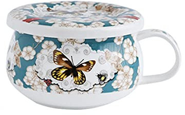 Ensaladera con tapa para palomitas de maíz o decoración, taza de fideos instantáneos de cerámica, cuenco portátil de dibujos animados de moda creativa, cuenco para comer, cuenco de mantenimiento fre