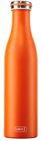 Lurch 240969 Isolierflasche/Thermoflasche für heiße und kalte Getränke aus Doppelwandigem Edelstahl 0,75l, orange