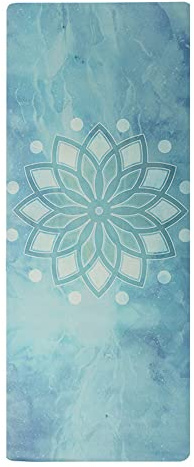 FANSU Tragbare Reise-Yogamatte 1,5mm Dick Faltbare Gymnastikmatte, Weich Leicht Übungen Trainingsmatte für Yoga, Pilates, Bikram, Stretching, Training und Bewegung (183x68cm,Blaue Blumen)