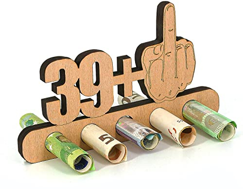 Giftota - Originelle Lustig Geldgeschenk Holz - 39 + 1 - Geschenk zum 40.Geburtstag - Jubiläum - aus Holz - für Freunde, Familie