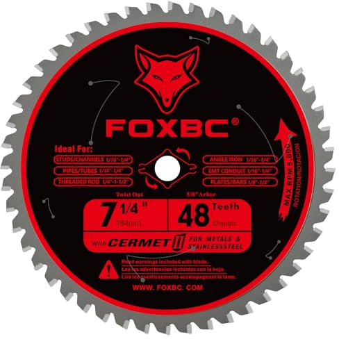 FOXBC 7-1/4 inch Circular Saw Blade Metal and Stainless Steel Cutting 48 Teeth, Replacement for Diablo D0748CF Ceramic Carbide Saw Blade