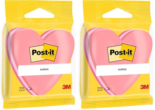 Post-it 2007H Haftnotiz Würfel Stanzformen, 70 x 70 mm, Herz, dreifarbig, 225 Blatt (Packung mit 2)