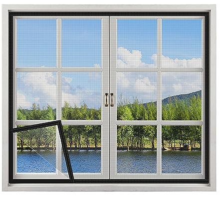 Mosquito Net for Windows 130x120cm, Self-Adhesive Insect Mesh Door Screen Easy To Fold & Store Away Fly Nets for Windows, Keep Out Flies, Bugs, Mosquitos & Insects. - Black