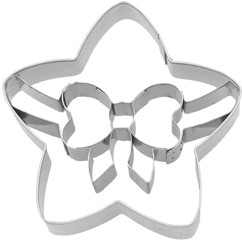 Birkmann, Ausstechform Stern mit Schleife, 6,5 cm, Edelstahl, mit Innenprägung, hochwertige Qualität, 189942 | ung, hochwertige Qualität, 189942