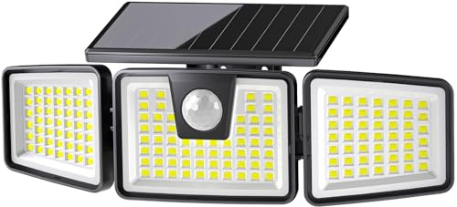 156LED Solar Lights Outdoor, Solar Security Lights Outdoor Motion Sensor 270° Wide Lighting Angle, Solar Floodlight IP65 Waterproof, Solar Wall Lights for Front Door, Yard, Garage, Garden (1 Pack)