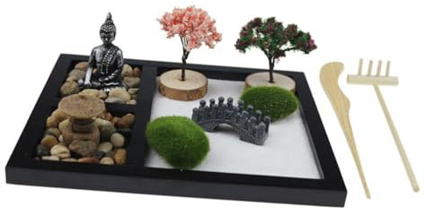 ibasenice Kit De Jardin Zen Décoratif Bac à Sable Miniature pour Maison Ou Bureau Ornement Apaisant Et Élégant