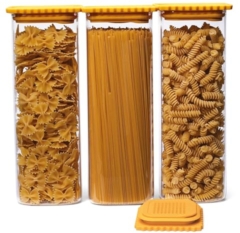 Monkey Business GLASTA Contenitori Ermetici per Alimenti in Vetro, Coperchio Silicone, Organizzatore Dispensa per Pasta, Cereali (Glasta - 3 Confezione)