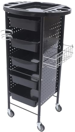 LENDISIY Friseurwagen Arbeitswagen Rollwagen Stapelboy Friseur Arbeitswagen Wagen Bedienungswagen Wagenschrank Freistehend Rollwagen Rollcontainer Trolley mit 5 Schubladen