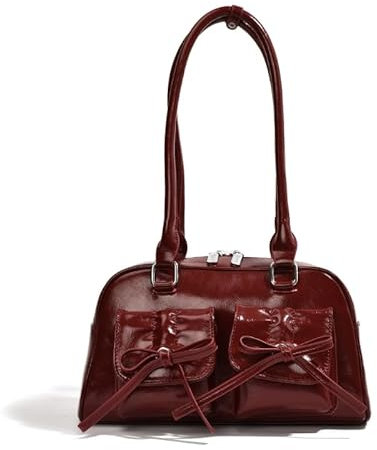 Lamala Y2k Ita Bag Süße Handtasche, modische PU-Leder-Unterarm-Umhängetasche, geeignet für Mädchen und Frauen, einfarbig, großes Fassungsvermögen (17 x 30 x 10 cm)., Cherry R