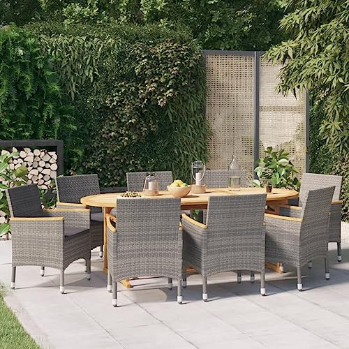 DYRJDJWIDHW bodensofa,palettenmöbel,gartenmöbel Rattan wetterfest,9-TLG. Garten-Essgruppe mit Kissen SchwarzGeeignet für Garten, Swimmingpool, Wohnzimmer, Terrasse