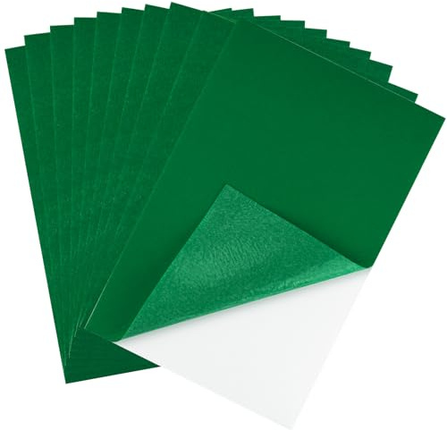 CHRORINE 10 Pcs Green Felt Fabric Sheets Self Adhesive Felt Sheets 8 x 12 Inches Felt Paper for Art and Craft Supplies