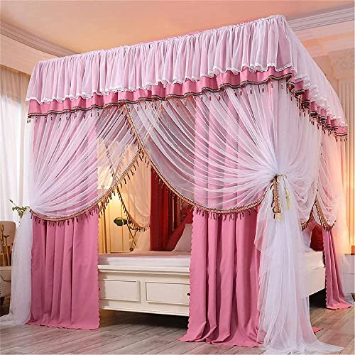GLMGBP Moskitonetz, Vier-Eck-Pfosten-Baldachin, Prinzessin-Moskitonetz, 3 seitliche Öffnungen, Pfostenbett, Himmelbett, Mädchenbettwäsche, A03, 1,8 x 2,2 m Bett