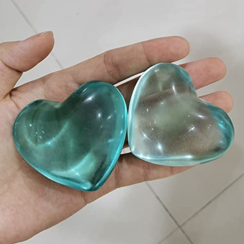 CZAOINCU Maison Cristal Naturel Verre Bleu Pierre Coeur gemme Bleu Clair Moelleux Pierre en Forme de Coeur Collecte à Domicile