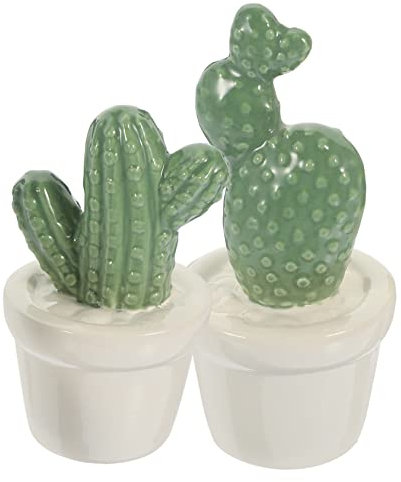 RORPOIR Figuras en Color Verde de Cactus 2 Piezas de Porcelana y Diseño Realista Detalles Pintados a Mano para Decoración de Escritorio y Hogar