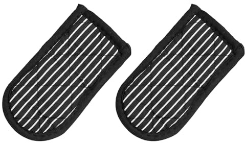 sourcing map 2Pcs Pan Handle Sleeve, Pot Handle Covers Heat Resistant Iron Skillet Handle Covers for Kitchen Baking Cooking Supplies, Black and White Stripe 3.1 in x 5.9 in