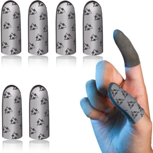 EAVUYIS 6 Stück Gaming Finger Sleeves,Gaming-Fingerhüllen, Besonders Bequeme & stabile Fingersleeves, da einzigartige Elasthan Fasern - inklusive Mikrofasertuch - Atmungsaktiver