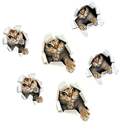 WOONEKY 2stücke Broken Wall Katzen Wandsticker Selbstklebend Pvc Aufkleber Für Wohnzimmer Kinderzimmer Badezimmer Toilettenaufkleber Lustige Haustier Wandtattoos